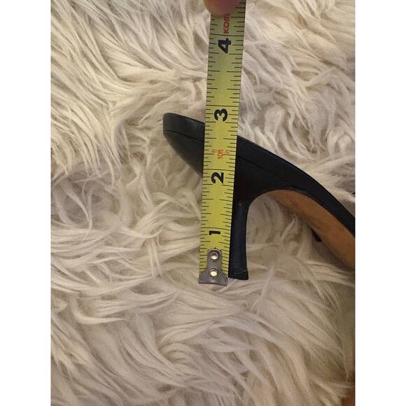 Chanel Black Leather Kitten Heel Slide Sandals 37 US 7 Cross Strap Mules CC Logo - Picture 8 of 11